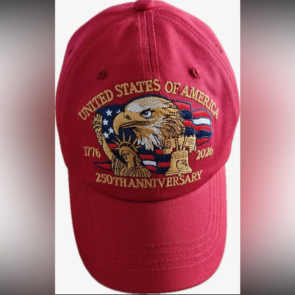United States 250th Anniversary Embroidered Red Cap